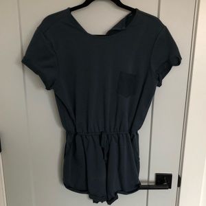 Navy sweatshirt material romper